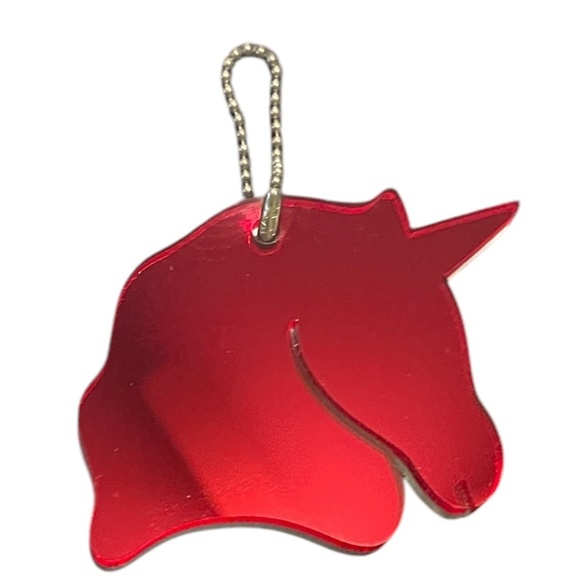 Mirrored Acrylic Red Unicorn Back Pack Charm Mirror Back NEW Lucky Charm - Picture 1 of 2